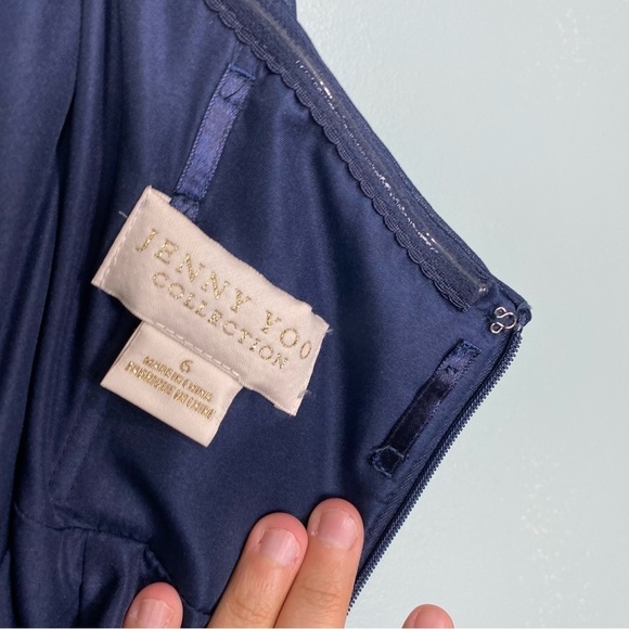 Jenny Yoo Leah Dress Navy Blue Maxi Missing Convertible Straps Sz‎ 6 Bridesmaid - Picture 3 of 5